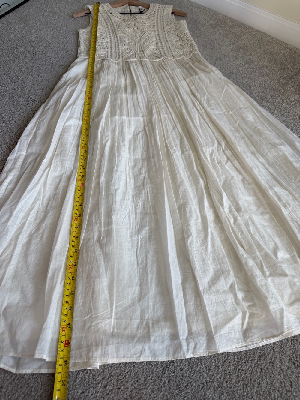 Zara ZW Collection Embroidered Lace Midi Dress Ecru Size M NWT - Picture 12 of 16
